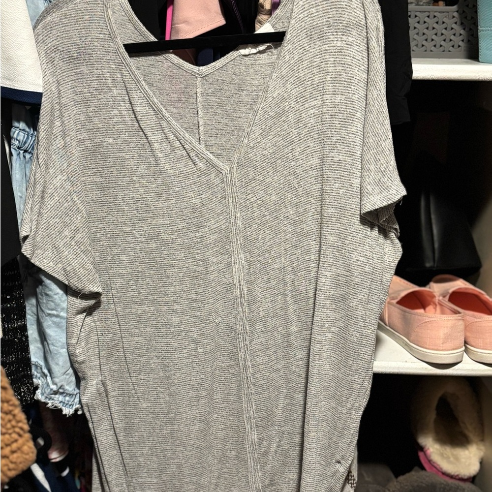 Elegant Heather Gray V-Neck Women's Tee